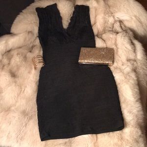 Betsy & Adam Black Dress With Lace Detail Size 6